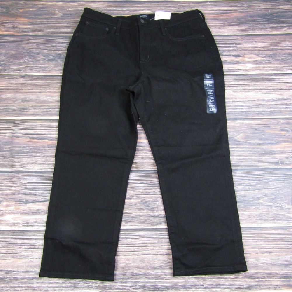 J Crew NEW NWT Womens Petite P32 Black Essential Straight Leg‎ Jeans Ankle Crop